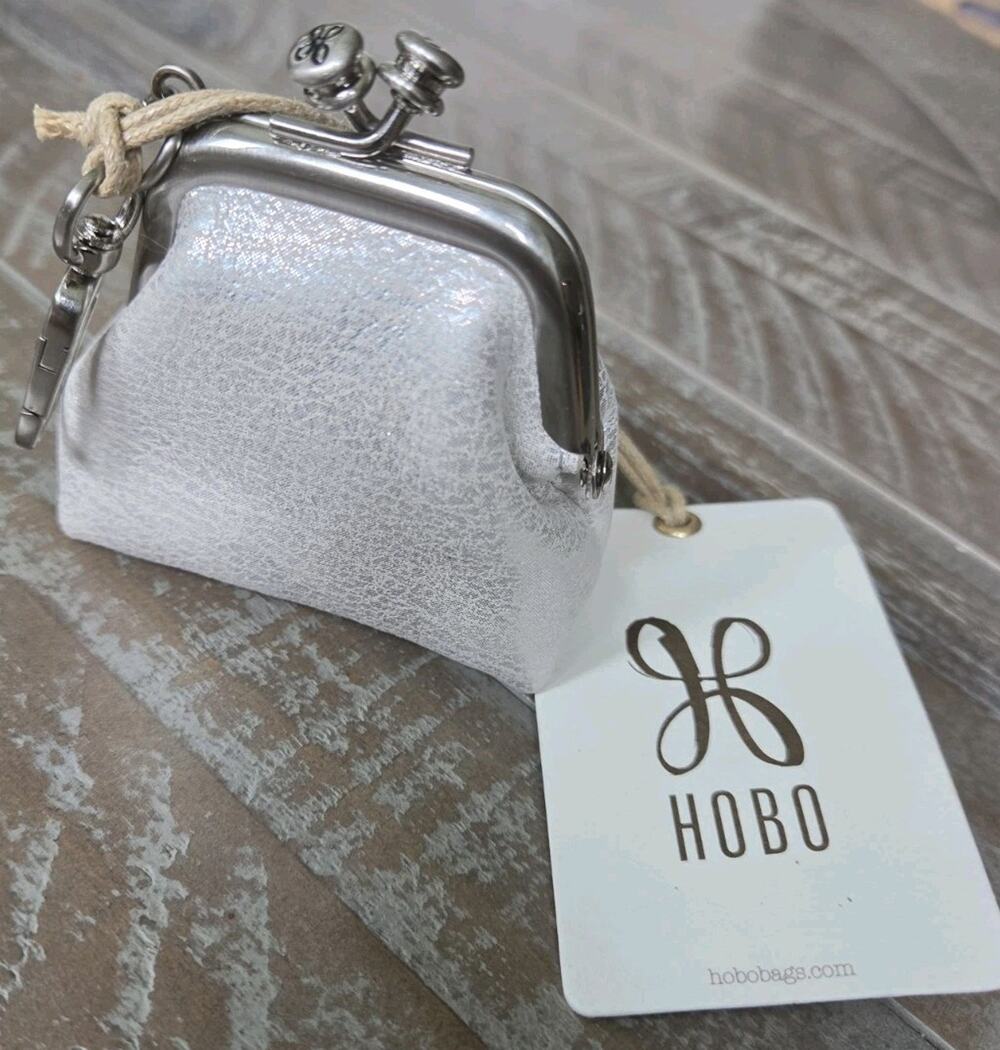 NWT Hobo Silver Run Small Frame Pouch 100% Genuine Leather